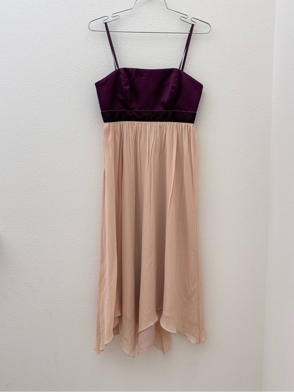 Vintage BCBG Paris Plum and Champagne Spaghetti-Strap Prom Dress